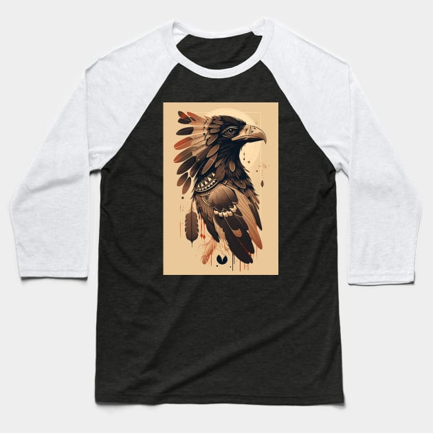 Native American Crow Baseball T-Shirt by NeonOverdrive